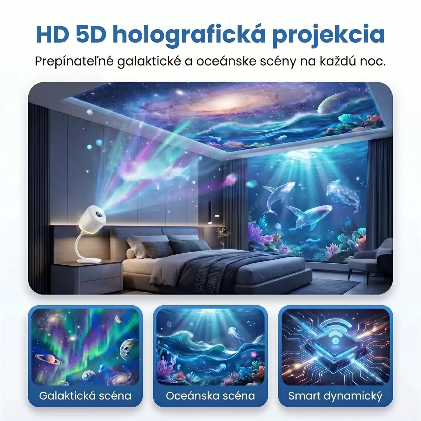 ⏰ Posledný deň akcie! 🔥 – 𝑺𝑪𝑵𝑫𝑹® Nočný projektor – Inteligentný holografický projektor hviezd ✨